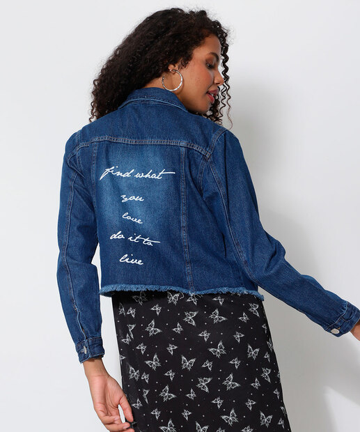 Jaqueta Feminina Destroyed Estampada Zune Jeans 