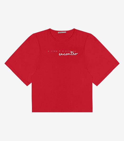 Blusa Feminina Manga Curta em Visco Tricot Endless Vermelho