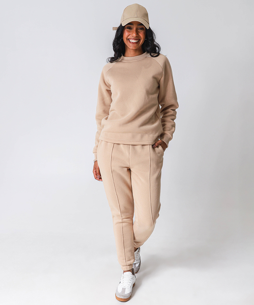 Blusão Feminino Moletom Flanelado Marisa Bege