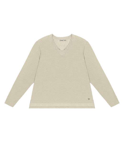 Blusa Plus Size Manga Longa Feminina Secret Glam Bege