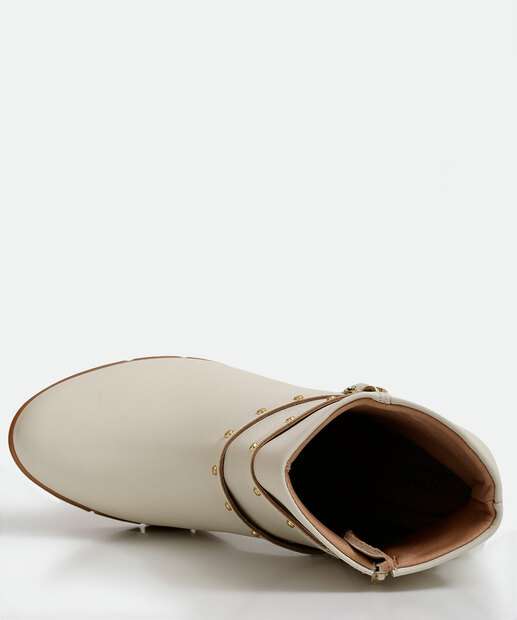 Bota Feminina Cano Curto Salto Grosso Tachas Modare 