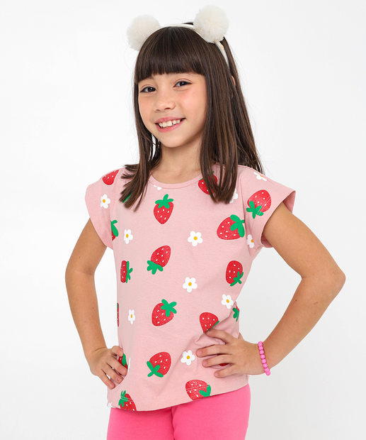 Image_Blusa Infantil Estampa Morango Marisa Tam 4 a 10 Rosa