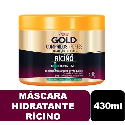 Máscara de Hidratação Niely Gold Óleo de Rícino Compridos e Fortes 430g