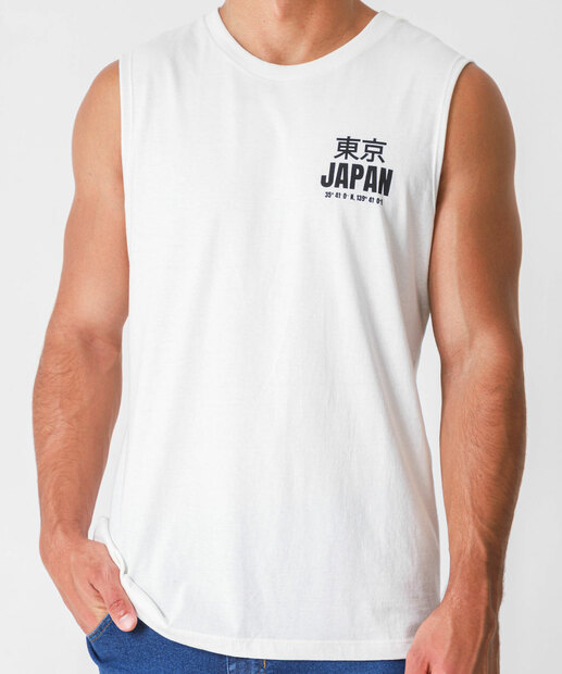 Regata Masculina Estampada Marisa Off White