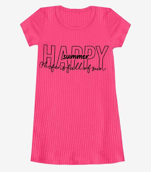 Vestido Infantil Em Ribana Canelada Select Rosa