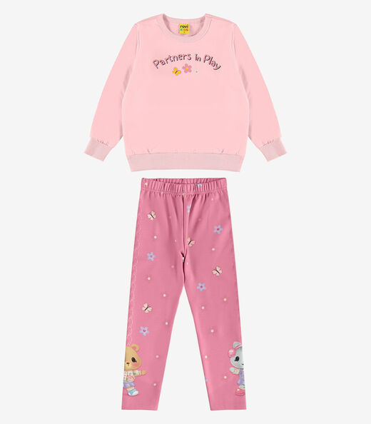 Conjunto de Moletom Com Legging E Blusão Rovi Kids Rosa