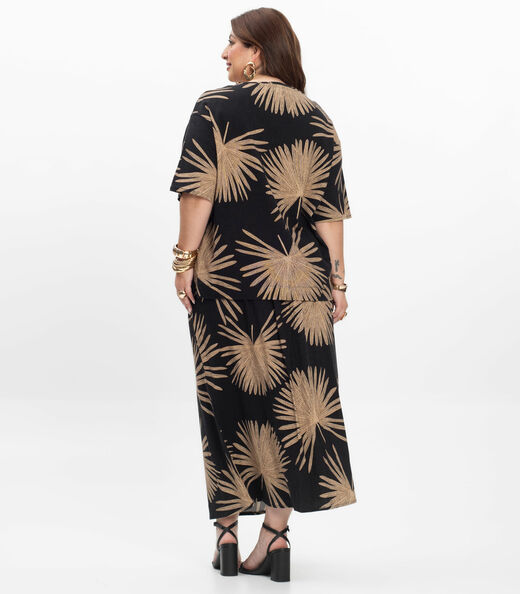 Saia Super Midi Feminina Plus Size Secret Glam Preto