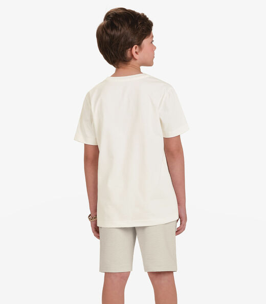Conjunto Camiseta com Bermuda Menino Trick Nick Bege
