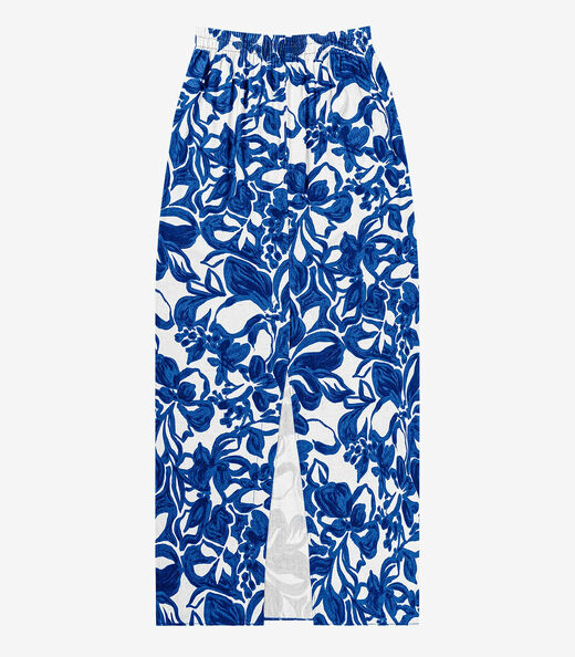 Saia Longa em Linho Feminina Endless Azul