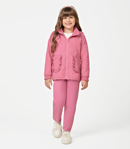 Jaqueta Puffer com Capuz Trick Nick Rosa