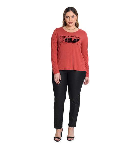 Blusa Manga Longa Viscotorcion Secret Glam Marrom