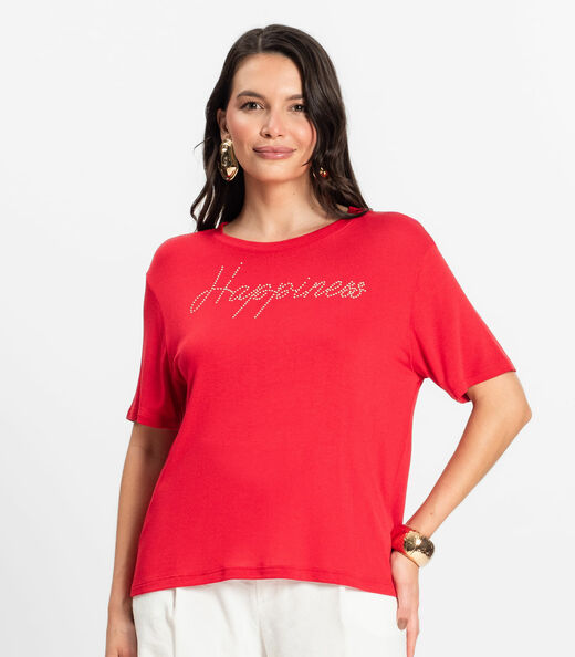 Blusa Feminina Manga Curta Visco Tricot Rovitex Vermelho