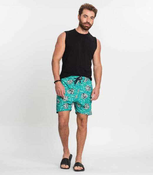 Shorts Masculino Estampado Microfibra Rovitex Verde