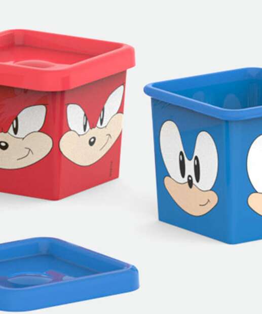 Kit 3 Potes Organizadores Estampado Sonic 180ML