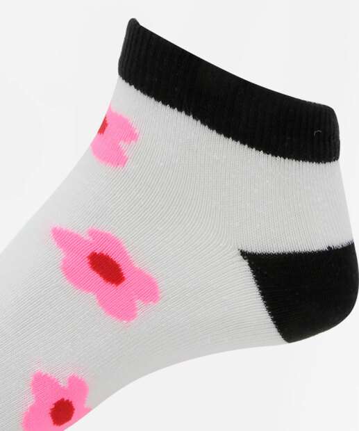 Kit 3 Pares Meias Soquete Feminina Flores Marisa