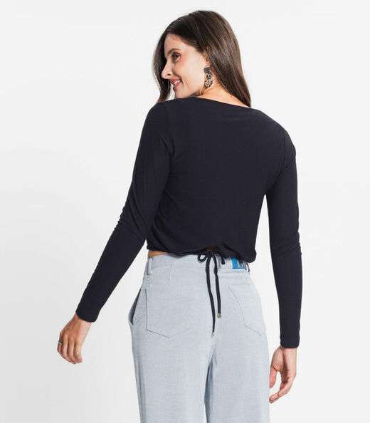 Camisa Feminina Manga Longa Rovitex Preto