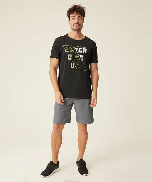 Camiseta Masculina Fitness Frase Manga Curta MR