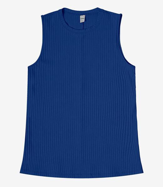 Regata Feminina Ribana Canelada Rovitex Azul