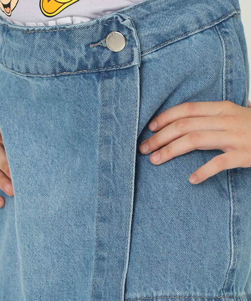 Short Saia Infantil Jeans Tam 4 a 10 Azul
