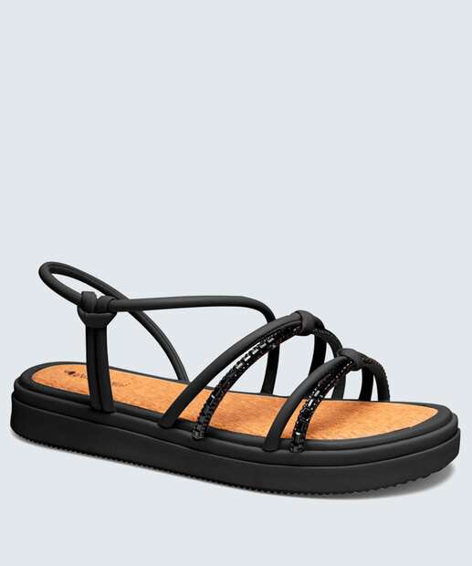 Sandália Flatform Feminina Tiras Pedraria Mississipi 