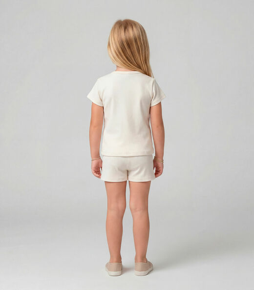 Conjunto Infantil Feminino Blusa e Short Select Bege