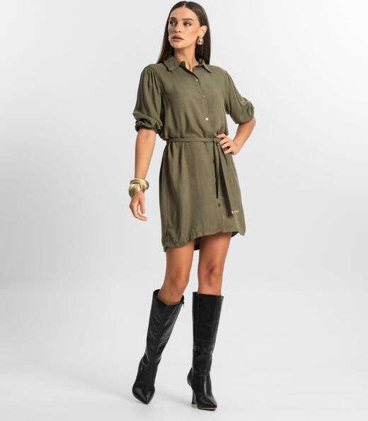 Vestido Feminino Chemise de Viscose Endless Verde