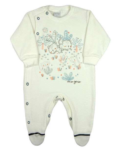 Image_Macacao Bebe Menino Plush com Silk Screen de Oncinhas - Natural
