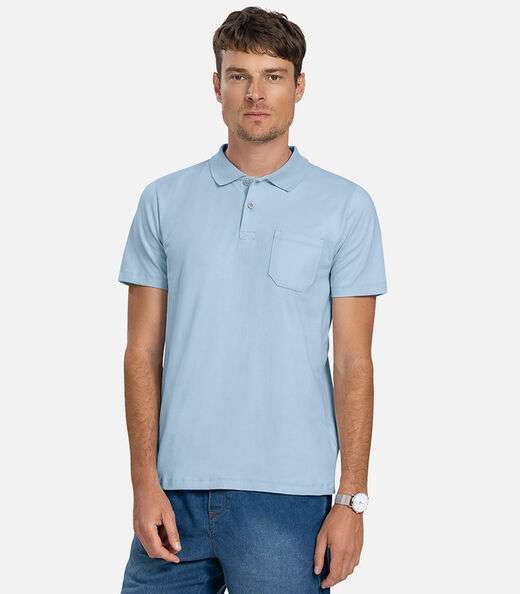 Image_Polo Masculina Com Bolso Cotton Leve Diametro Azul