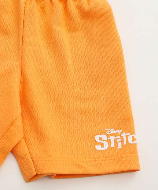 Conjunto Infantil Estampa Stitch Tam 1 a 3 Laranja