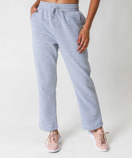 Calça Feminina Fitness Moletom Reta Mescla Marisa