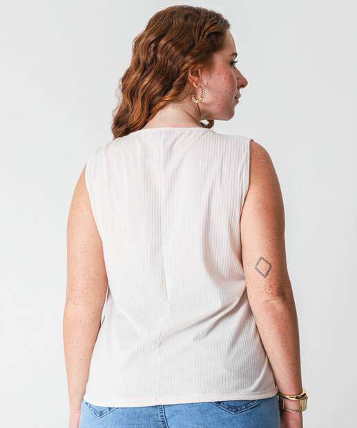 Blusa Regata Plus Size Feminina Canelada Marisa Bege
