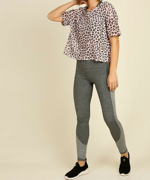 Blusa Feminina Fitness Tule Estampa Animal Print Marisa 