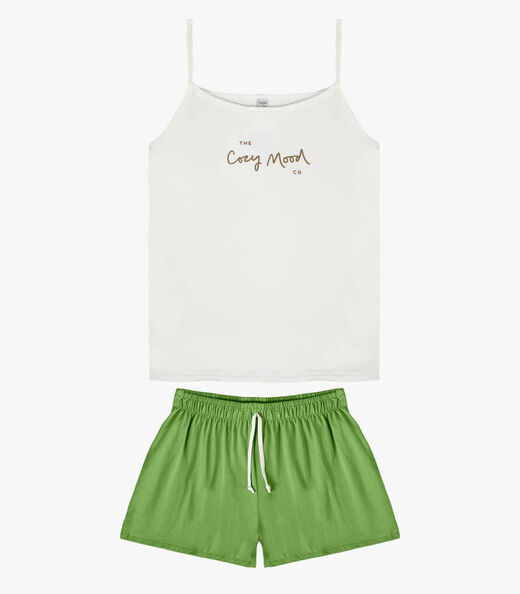 Pijama Feminino Blusa De Alça E Short Infinita Cor Verde