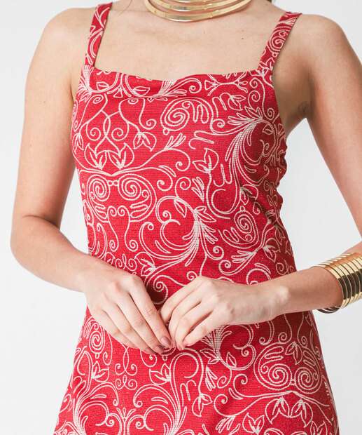 Vestido Midi Feminino Estampado Brilho Lurex Marisa