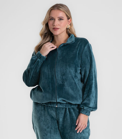 Conjunto Jaqueta Com Calça Em Plush Secret Glam Verde