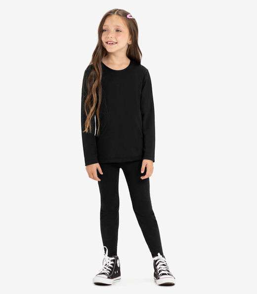 Camiseta manga longa malha térmica Rovi Kids Preto