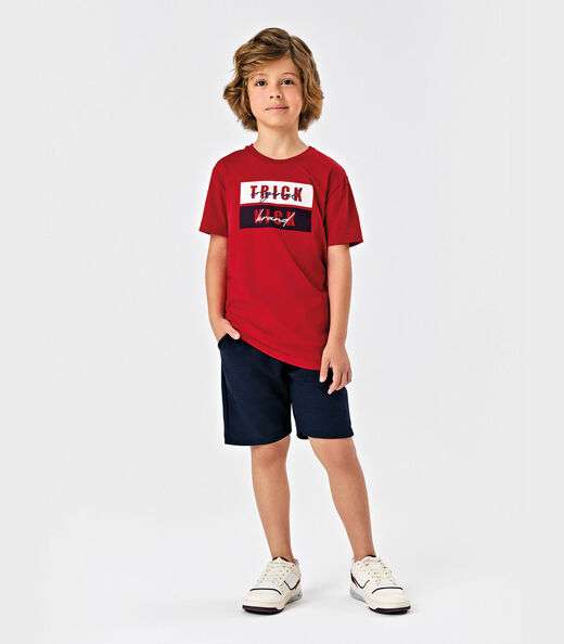 Conjunto Infantil Camiseta Com Bermuda Trick Nick Vermelho