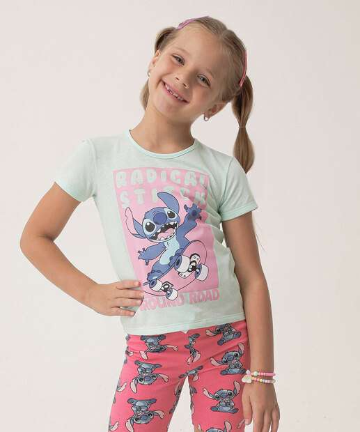 Image_Camiseta Infantil Estampa Stitch Skate Tam 4 a 10 Verde