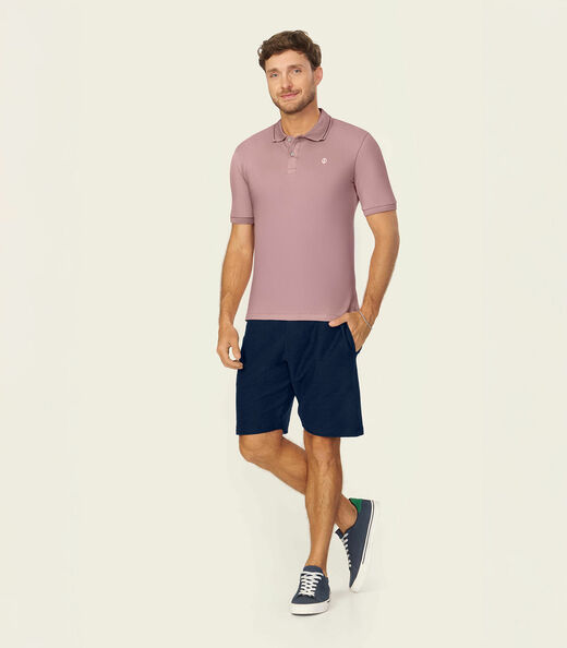 Camisa Polo Masculina Suedine Diametro Rosa