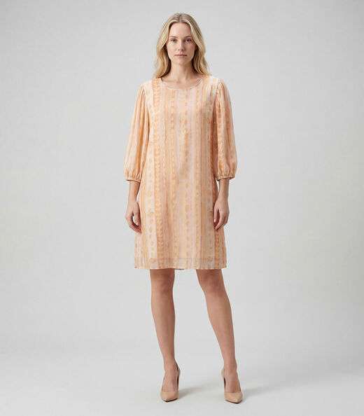 Image_Vestido Midi Com Manga Flare 3/4 Infinita Cor Bege