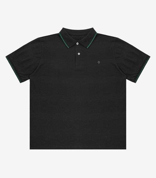 Polo Piquet Masculina Diametro Preto