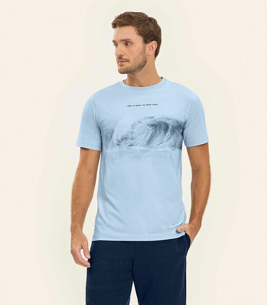 Camiseta Meia Malha Masculina Diametro Azul