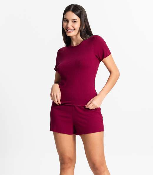 Pijama Feminino Canelado Select Vermelho