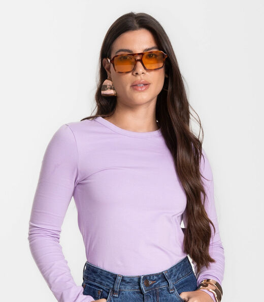 Blusa Manga Longa Básica Select Roxo