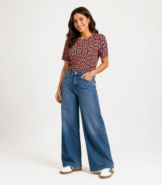 Blusa Feminina Estampada Viscotorcion Infinita Cor Laranja