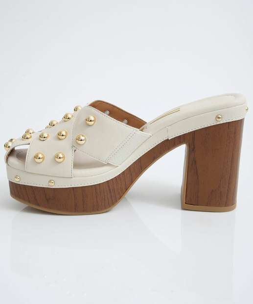 Tamanco Feminino Salto Grosso Tachas Vizzano