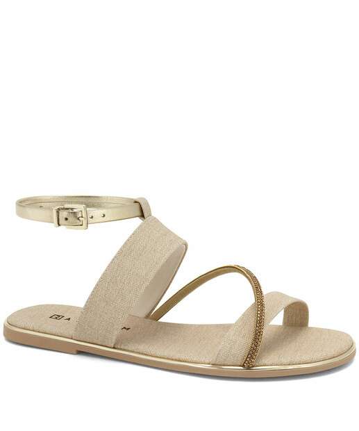 Image_Sandália Feminina Rasteira Strass Ramarim Dourado