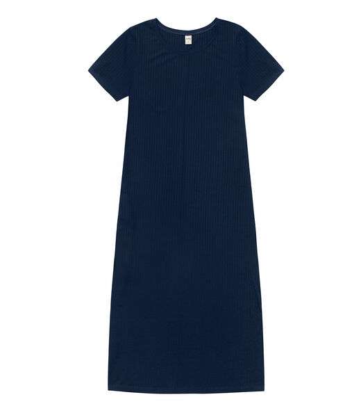 Vestido Midi Ribana Canelada Básico Rovitex Azul