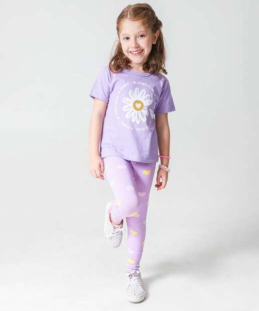 Camiseta Infantil Estampa Flores Marisa Tam 4 a 10 Lilás