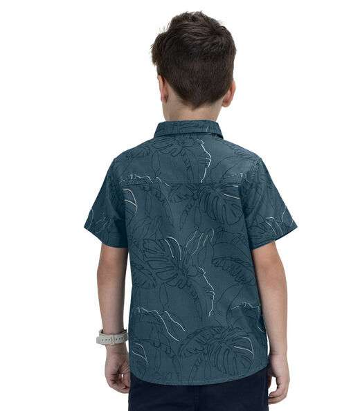 Camisa Infantil Estampada Em Popeline Trick Nick Azul